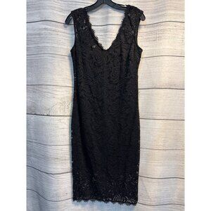Marina Black Lace Sleeveless V-Neck Cocktail Dress Size L